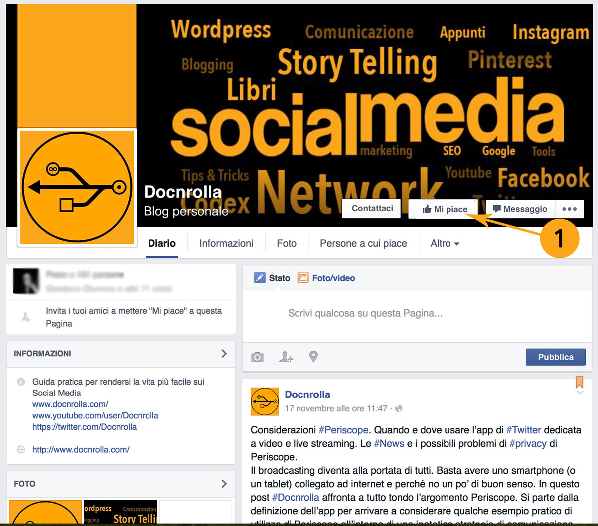 Pagina Facebook pulsante Mi piace