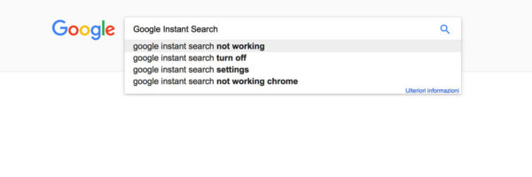 Immagine di Google Instant Search in funzione