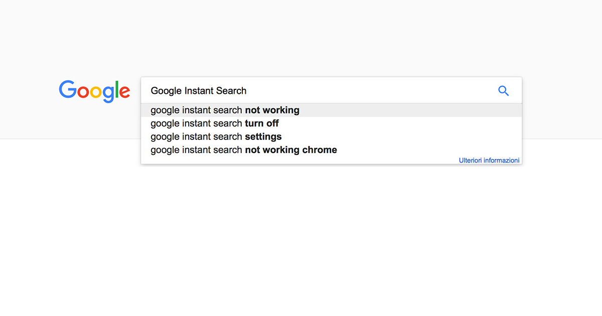 Immagine di Google Instant Search in funzione
